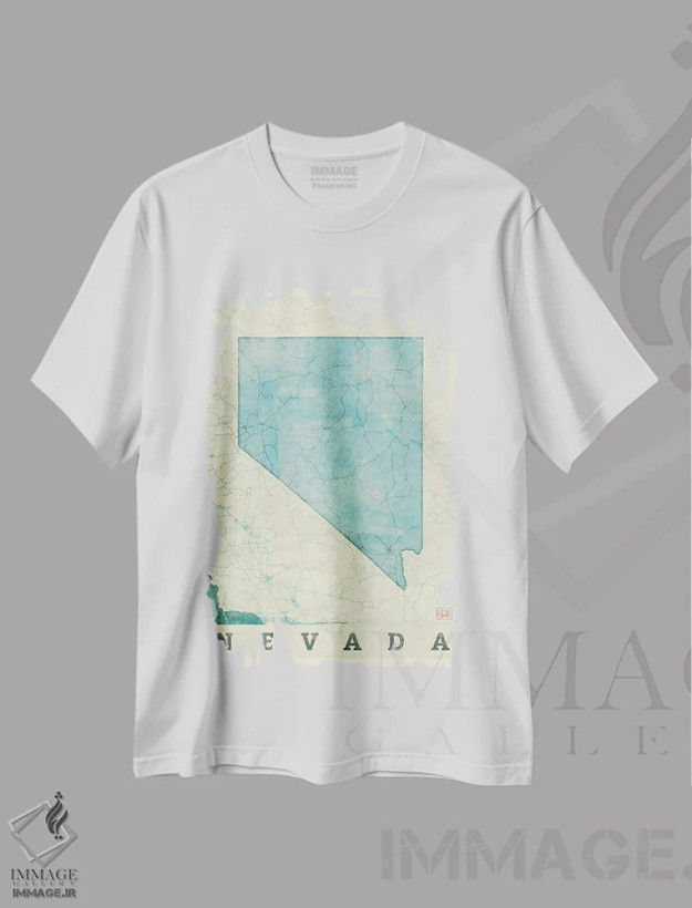تیشرت سفید طرح دار نقشه نوادا، تزئینی اثر هوبرت روگوسکی | فروشگاه ایماژ