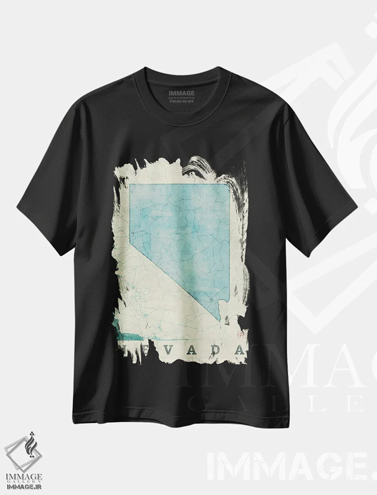 تیشرت مشکی طرح دار نقشه نوادا، تزئینی اثر هوبرت روگوسکی | immage.ir