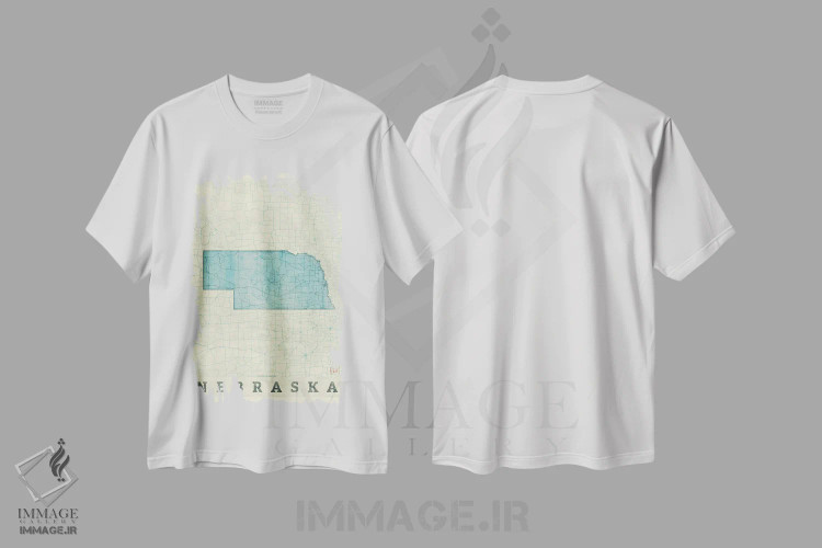 تیشرت سفید طرح دار نقشه نبراسکا، تزئینی اثر هوبرت روگوسکی | immage.ir