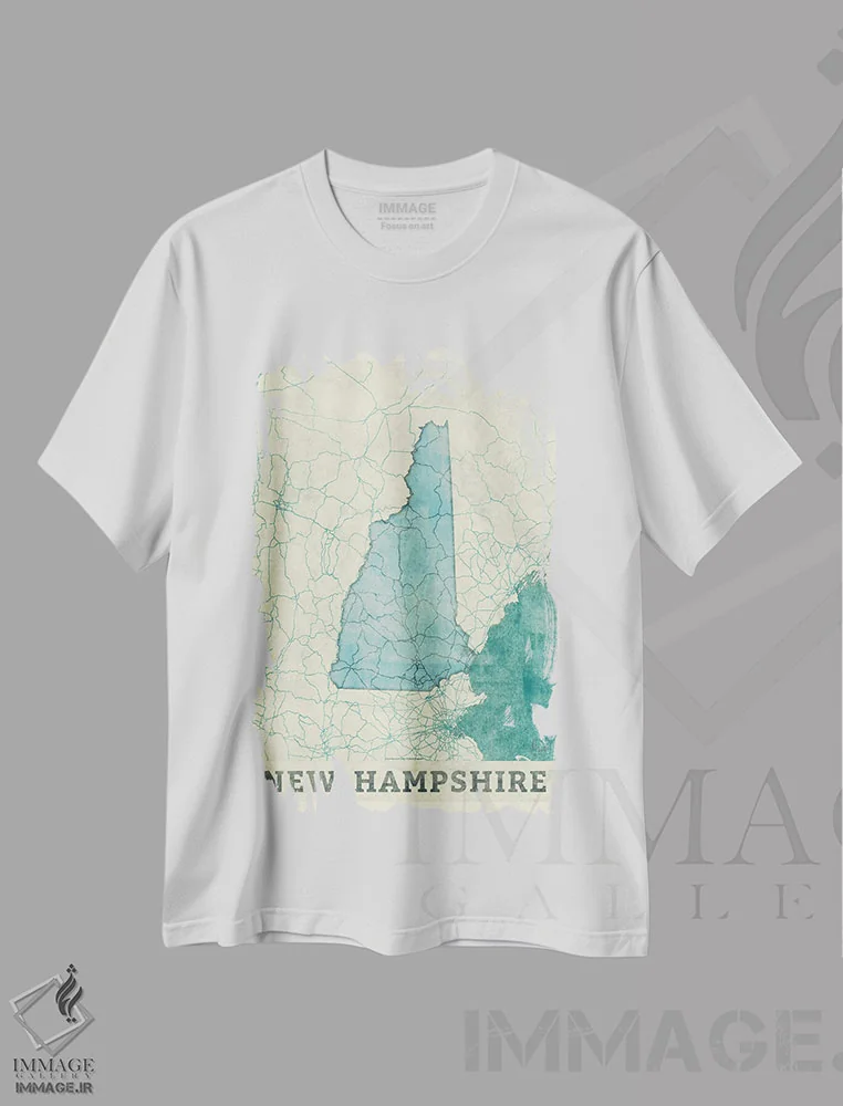 تیشرت سفید طرح دار نقشه نیوهمپشر، هنر دیجیتال اثر هوبرت روگوسکی | immage.ir