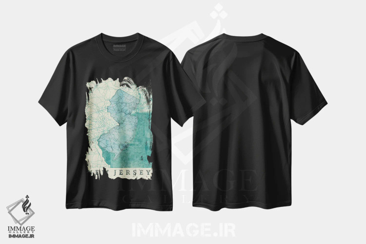 تیشرت مشکی طرح دار نقشه نیوجرسی، تزئینی اثر هوبرت روگوسکی | immage.ir