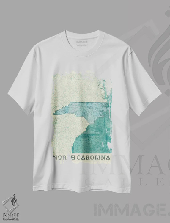 تیشرت سفید طرح دار نقشه کارولینای شمالی، تزئینی اثر هوبرت روگوسکی | فروشگاه ایماژ
