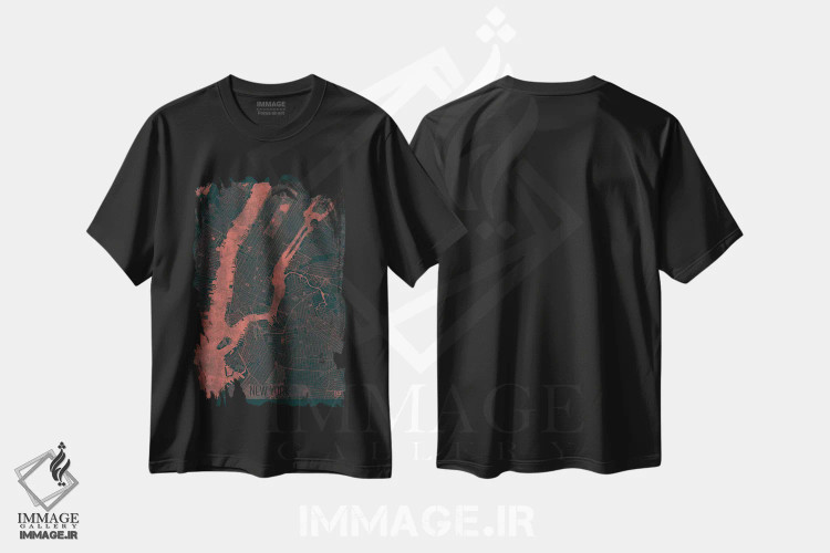 تیشرت مشکی طرح دار نقشه شهری مادون قرمز نیویورک، هنر دیجیتال اثر هوبرت روگوسکی | immage.ir