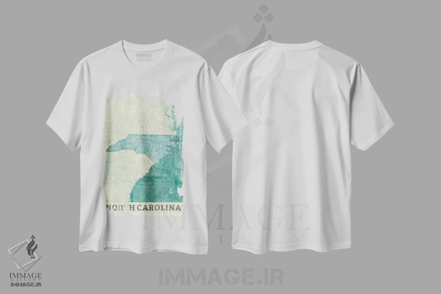 تیشرت سفید طرح دار نقشه کارولینای شمالی، تزئینی اثر هوبرت روگوسکی | فروشگاه ایماژ