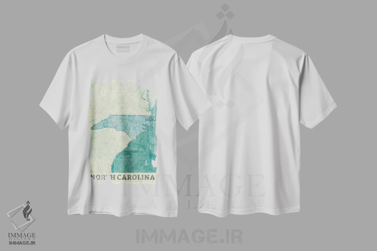 تیشرت سفید طرح دار نقشه کارولینای شمالی، تزئینی اثر هوبرت روگوسکی | فروشگاه ایماژ