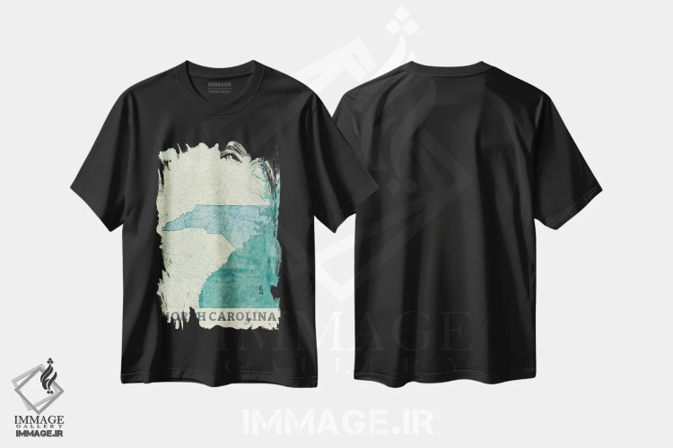 تیشرت مشکی طرح دار نقشه کارولینای شمالی، تزئینی اثر هوبرت روگوسکی | immage.ir