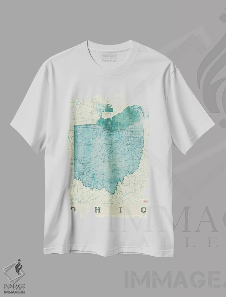 تیشرت سفید طرح دار نقشه اوهایو، تزئینی اثر هوبرت روگوسکی | فروشگاه ایماژ