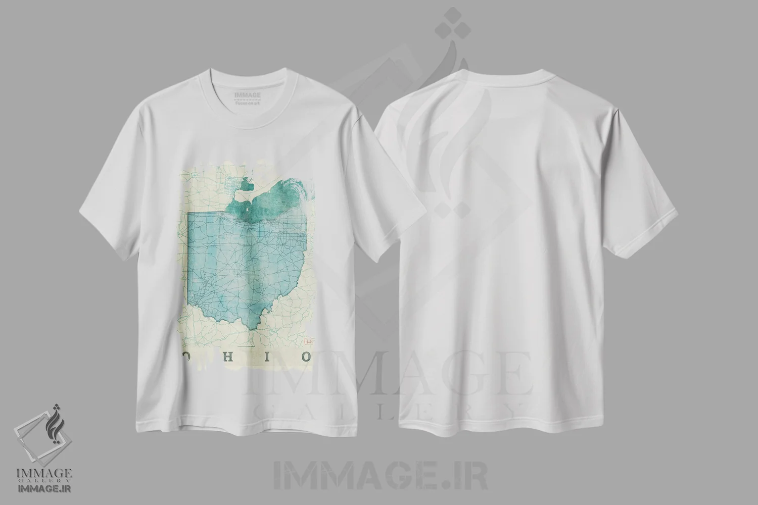 تیشرت سفید طرح دار نقشه اوهایو، تزئینی اثر هوبرت روگوسکی | فروشگاه ایماژ