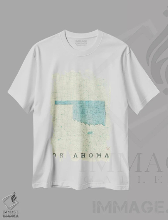تیشرت سفید طرح دار نقشه اکلاهما، تزئینی اثر هوبرت روگوسکی | immage.ir