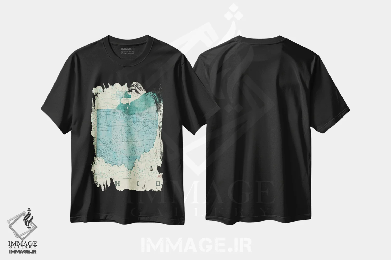 تیشرت مشکی طرح دار نقشه اوهایو، تزئینی اثر هوبرت روگوسکی | immage.ir