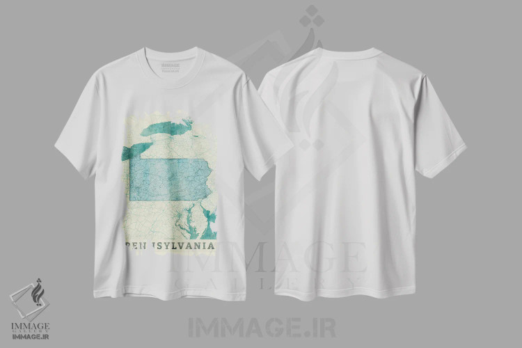تیشرت سفید طرح دار نقشه پنسیلوانیا، تزئینی اثر هوبرت روگوسکی | فروشگاه ایماژ