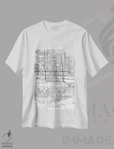 تیشرت سفید طرح دار نقشه طرح شهری مینیمال فینیکس، هنر دیجیتال اثر هوبرت روگوسکی | فروشگاه ایماژ