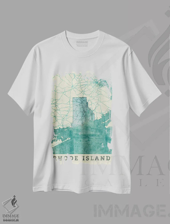 تیشرت سفید طرح دار نقشه رود آیلند، هنر دیجیتال اثر هوبرت روگوسکی | فروشگاه ایماژ