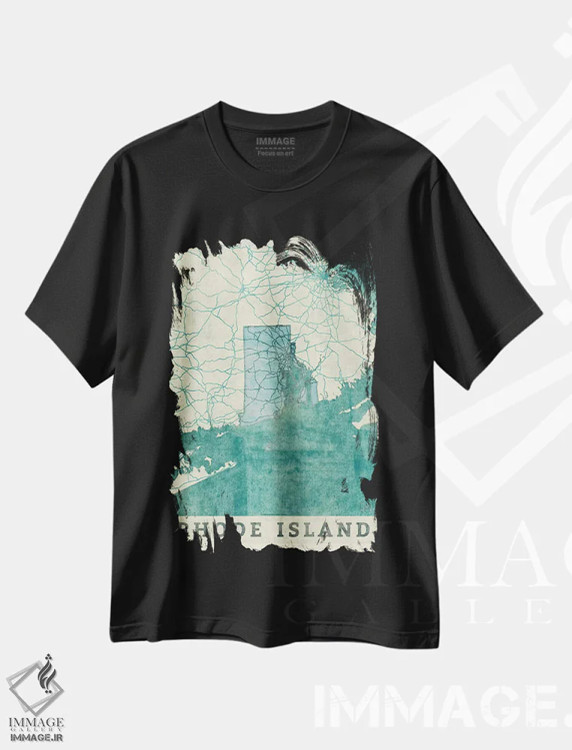 تیشرت مشکی طرح دار نقشه رود آیلند، هنر دیجیتال اثر هوبرت روگوسکی | immage.ir