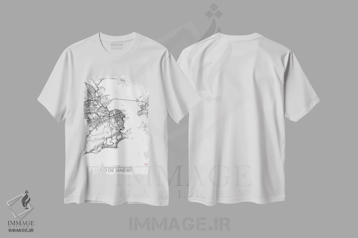 تیشرت سفید طرح دار نقشه طرح شهری مینیمال ریو دو ژانیرو، هنر دیجیتال اثر هوبرت روگوسکی | immage.ir