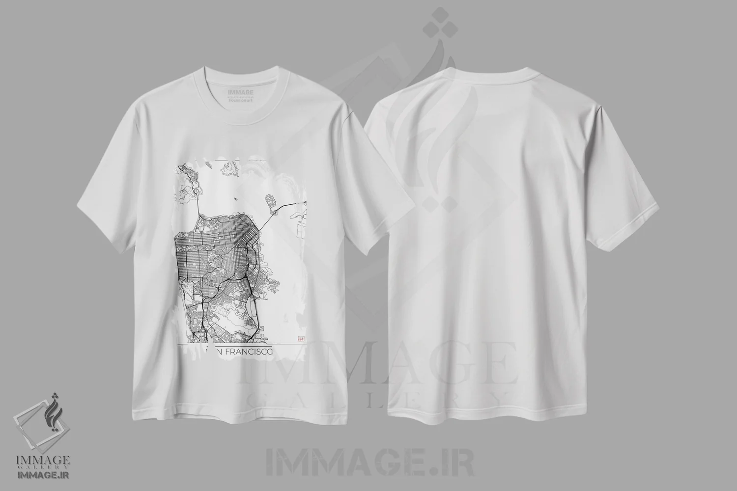 تیشرت سفید طرح دار نقشه طرح شهری مینیمال سان فرانسیسکو، هنر دیجیتال اثر هوبرت روگوسکی | immage.ir