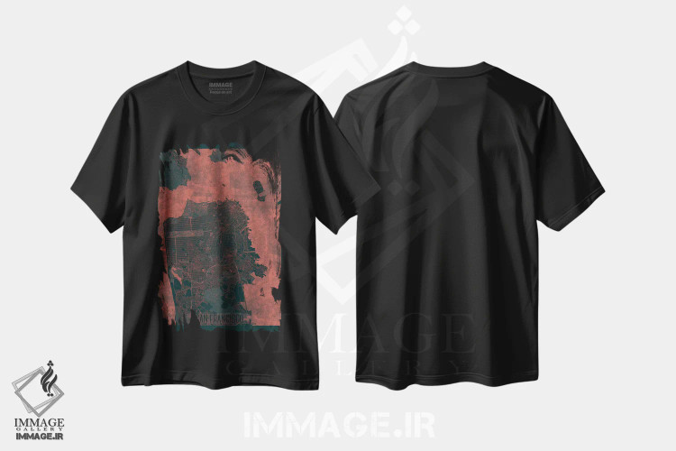 تیشرت مشکی طرح دار نقشه طرح شهری فروسرخ سان فرانسیسکو، هنر دیجیتال اثر هوبرت روگوسکی | immage.ir