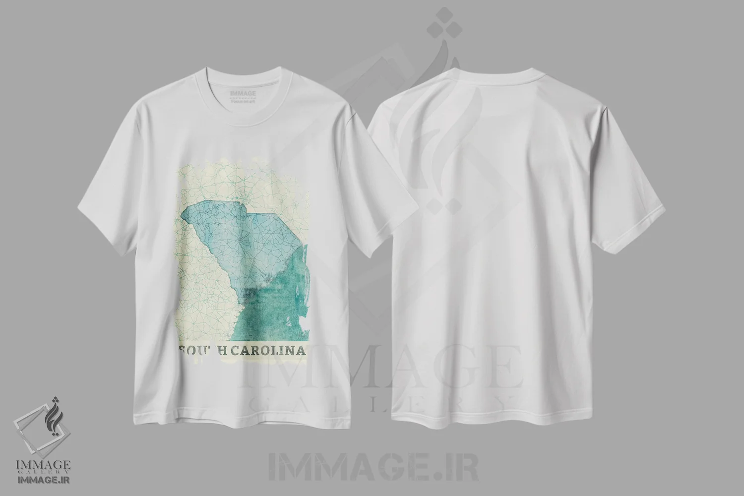 تیشرت سفید طرح دار نقشه کارولینای جنوبی، هنر دیجیتال اثر هوبرت روگوسکی | فروشگاه ایماژ