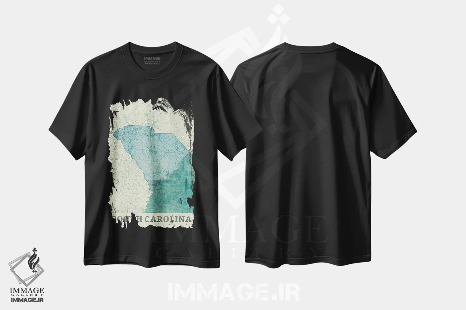 تیشرت مشکی طرح دار نقشه کارولینای جنوبی، هنر دیجیتال اثر هوبرت روگوسکی | immage.ir