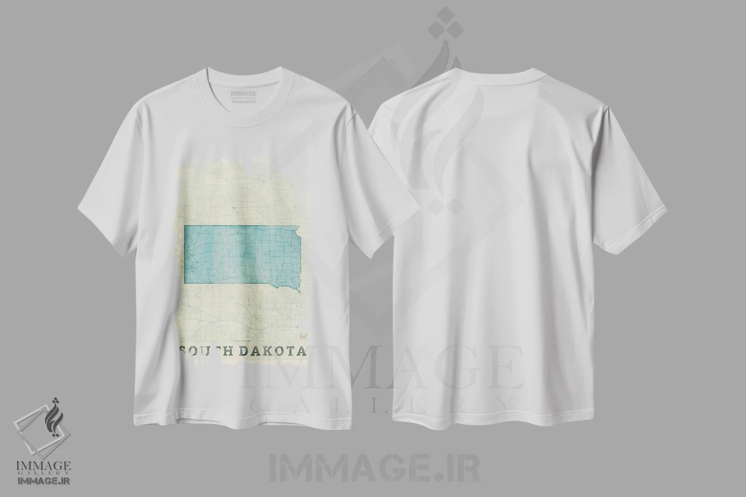 تیشرت سفید طرح دار نقشه داکوتای جنوبی، هنر دیجیتال اثر هوبرت روگوسکی | immage.ir
