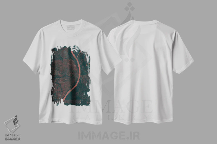 تیشرت سفید طرح دار نقشه طرح شهری فروسرخ سنت لوئیس، هنر دیجیتال اثر هوبرت روگوسکی | immage.ir