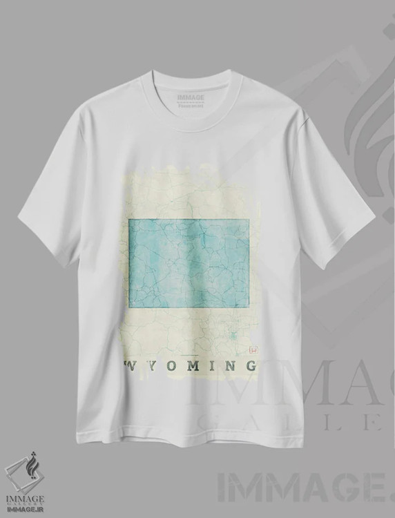 تیشرت سفید طرح دار نقشه وایومینگ، تزئینی اثر هوبرت روگوسکی | immage.ir