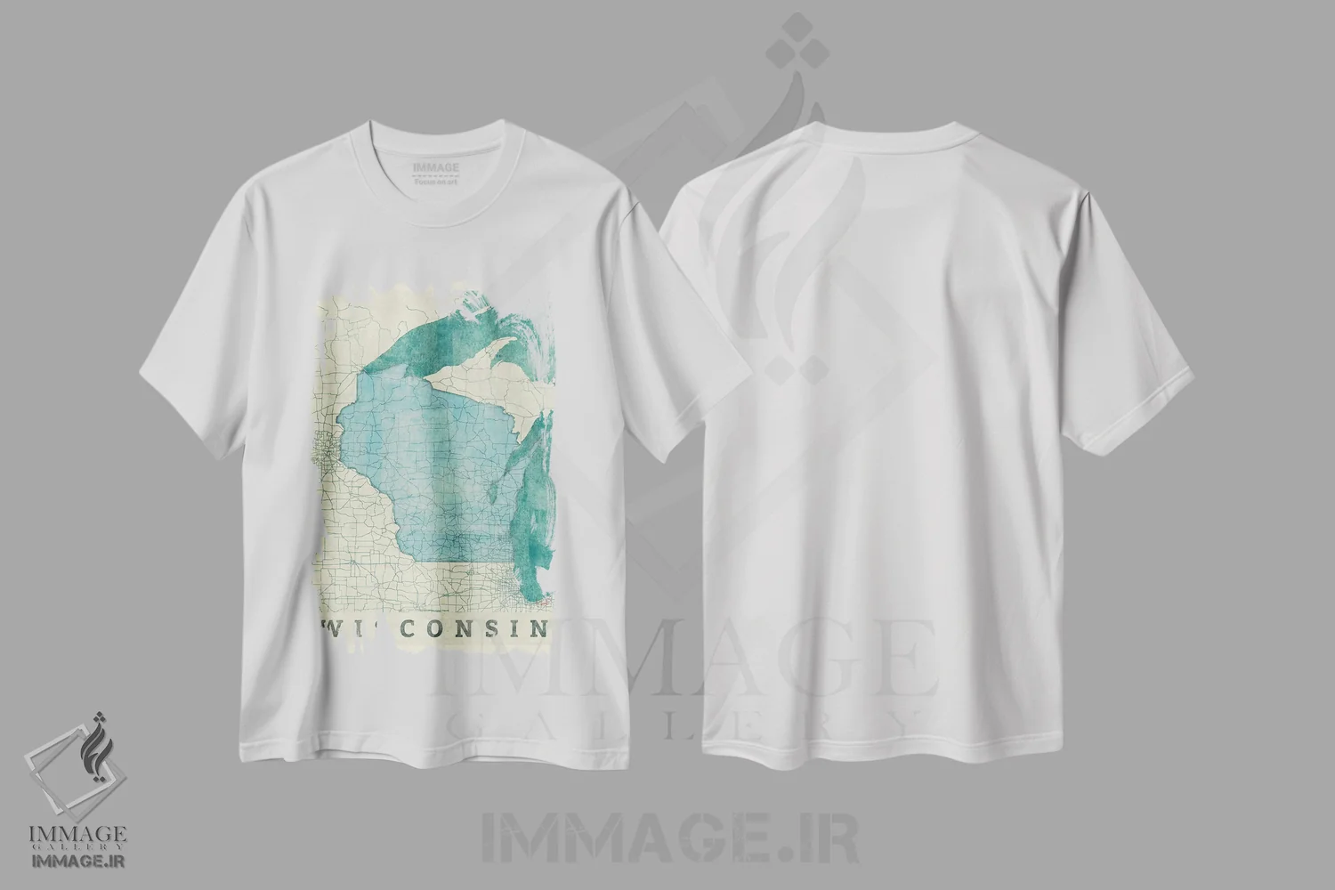 تیشرت سفید طرح دار نقشه ویسکانسین، تزئینی اثر هوبرت روگوسکی | فروشگاه ایماژ