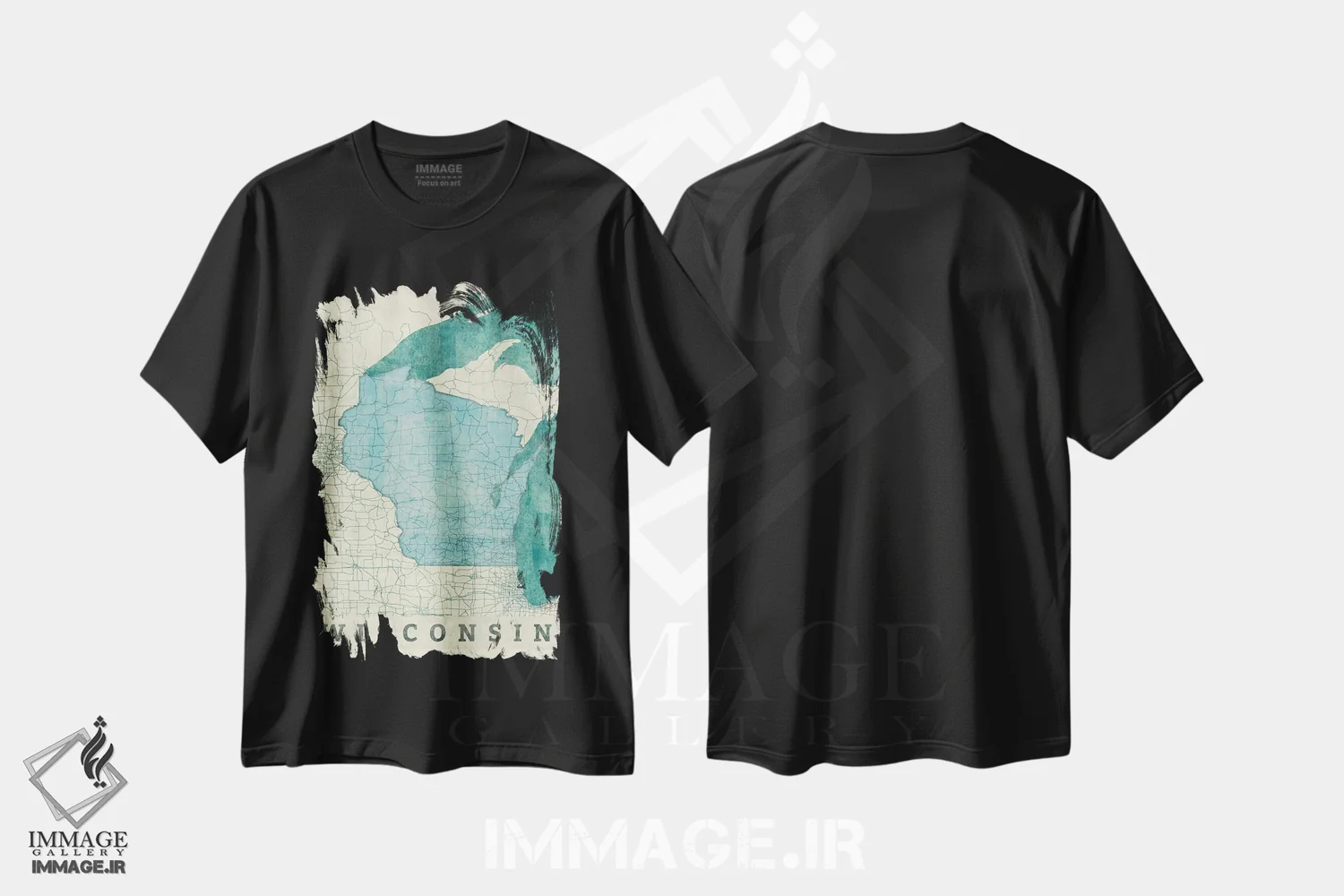 تیشرت مشکی طرح دار نقشه ویسکانسین، تزئینی اثر هوبرت روگوسکی | immage.ir