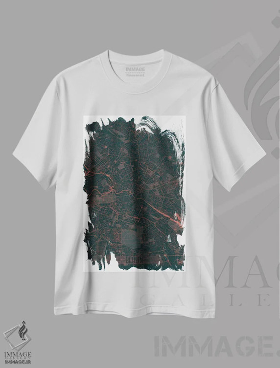 تیشرت سفید طرح دار نقشه طرح شهری مینیمال برلین، هنر دیجیتال اثر هوبرت روگوسکی | immage.ir