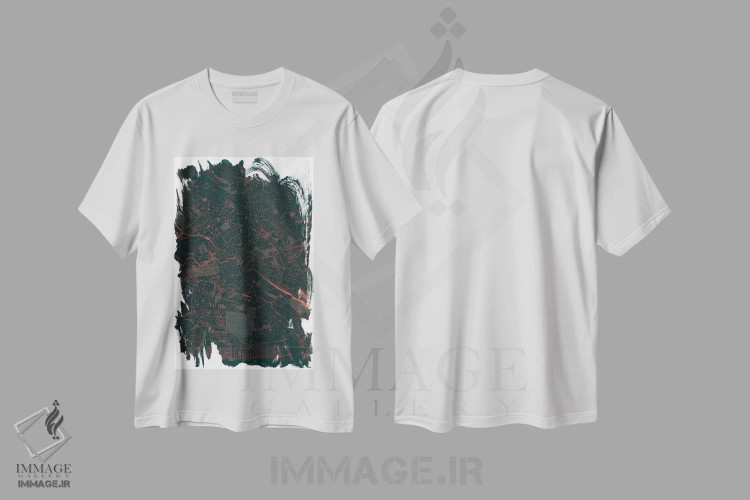 تیشرت سفید طرح دار نقشه طرح شهری مینیمال برلین، هنر دیجیتال اثر هوبرت روگوسکی | immage.ir