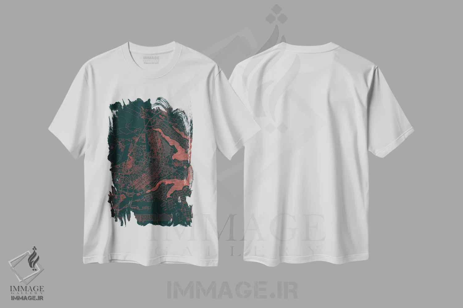 تیشرت سفید طرح دار نقشه طرح شهری فروسرخ برازیلیا، هنر دیجیتال اثر هوبرت روگوسکی | immage.ir