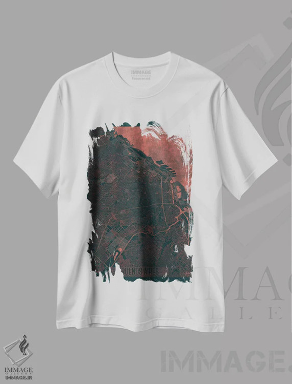 تیشرت سفید طرح دار نقشه طرح شهری فروسرخ بوئنوس آیرس، هنر دیجیتال اثر هوبرت روگوسکی | immage.ir