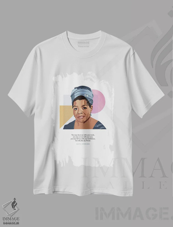 تیشرت سفید طرح دار تصویرسازی مایا آنجلو، هنر دیجیتال اثر هالی ون ویک | immage.ir