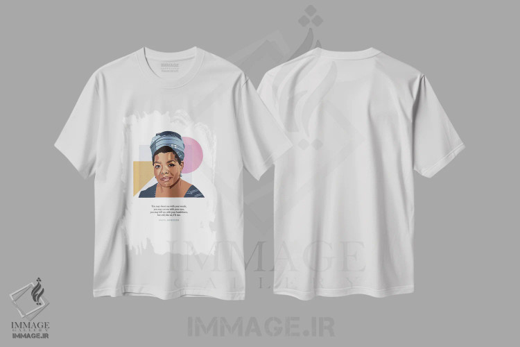 تیشرت سفید طرح دار تصویرسازی مایا آنجلو، هنر دیجیتال اثر هالی ون ویک | immage.ir