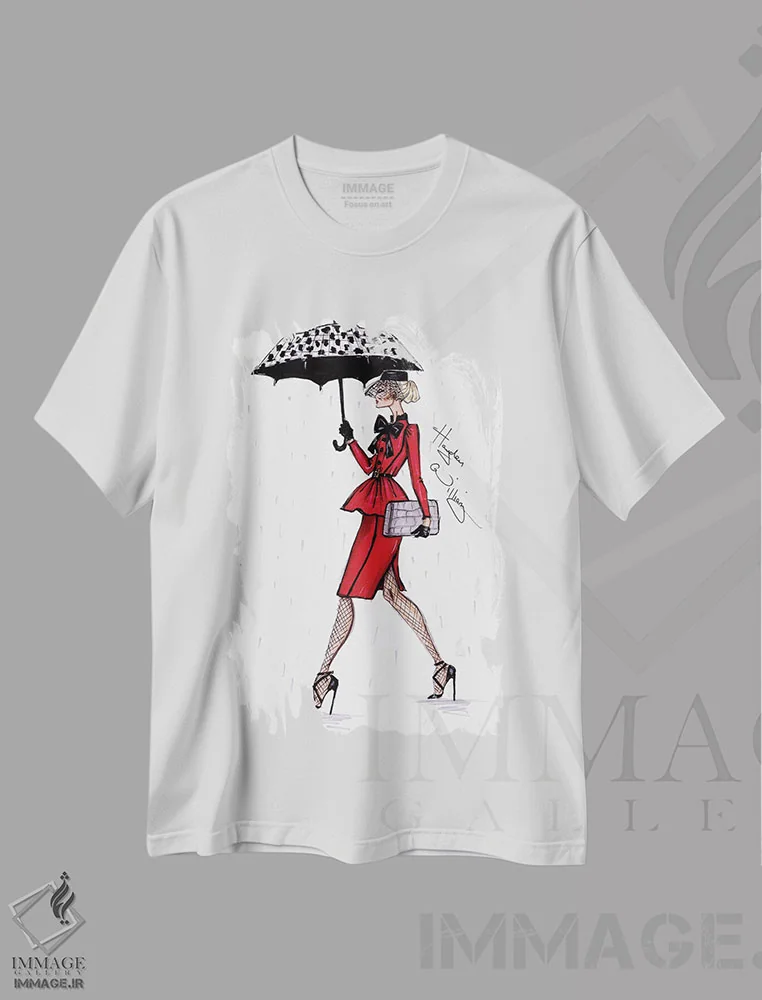 تیشرت سفید طرح دار باران های آوریل، تزئینی اثر هایدن ویلیامز | فروشگاه ایماژ
