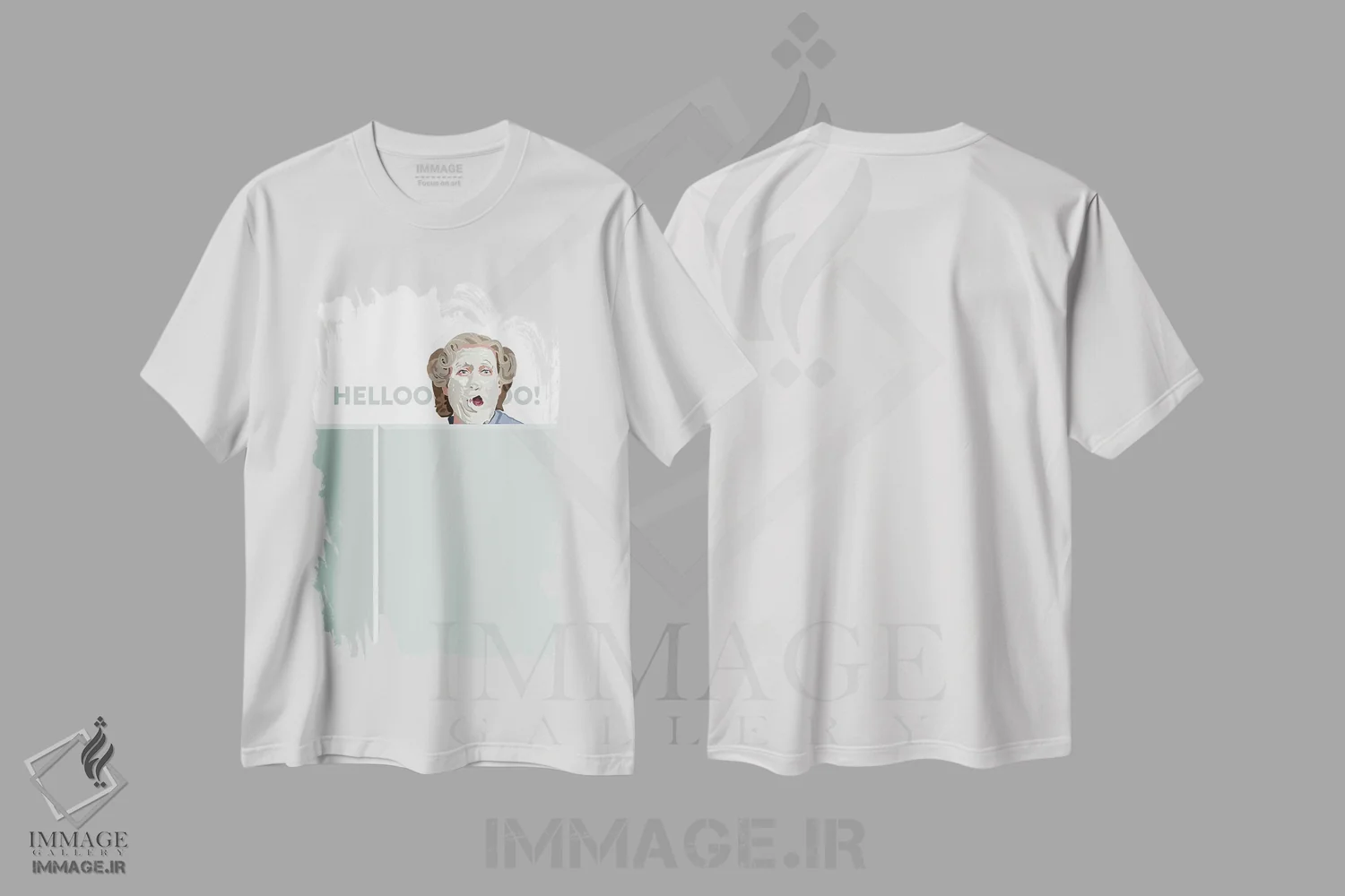 تیشرت سفید طرح دار تصویرسازی خانم دابت فایر سلام، هنر دیجیتال اثر هالی ون ویک | فروشگاه ایماژ