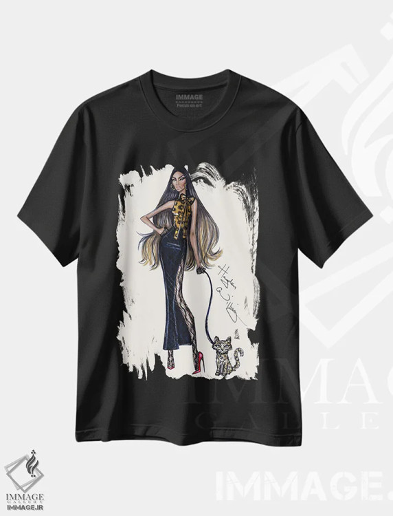 تیشرت مشکی طرح دار گربه گون فوق العاده، هنر آمریکایی آفریقایی تبار اثر هایدن ویلیامز | immage.ir