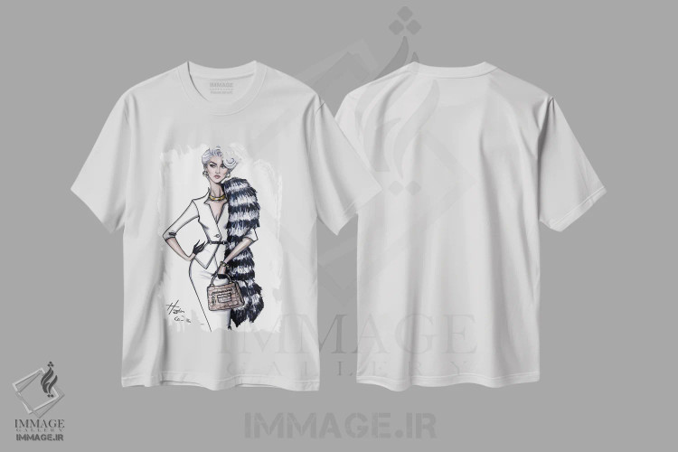 تیشرت سفید طرح دار میراندا پریستلی، دست نقاشی و طراحی دستی اثر هایدن ویلیامز | فروشگاه ایماژ
