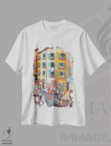 تیشرت سفید طرح دار شهر قدیمی، تزئینی اثر هالی وُجاهن | immage.ir