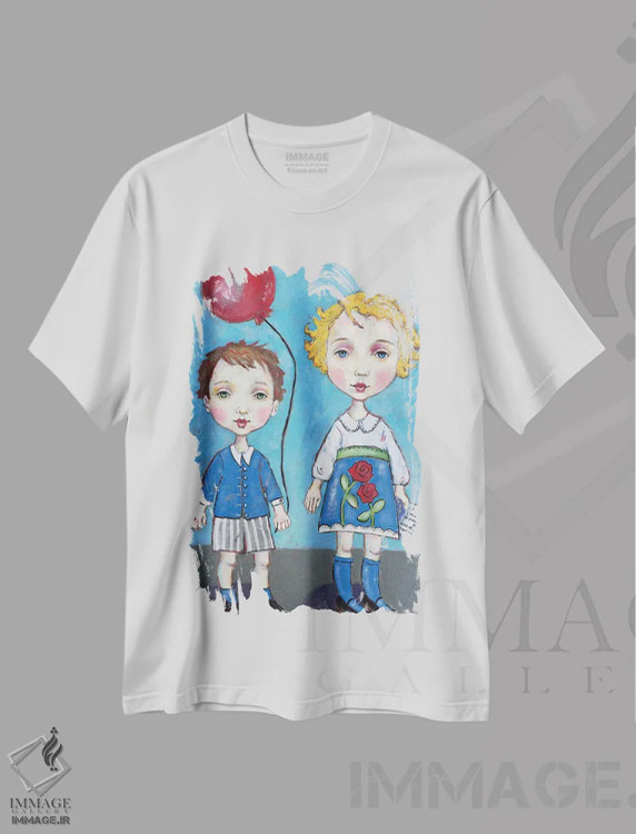 تیشرت سفید طرح دار بادکنک قرمز، هنر فاخر معاصر اثر هالی وُجاهن | immage.ir