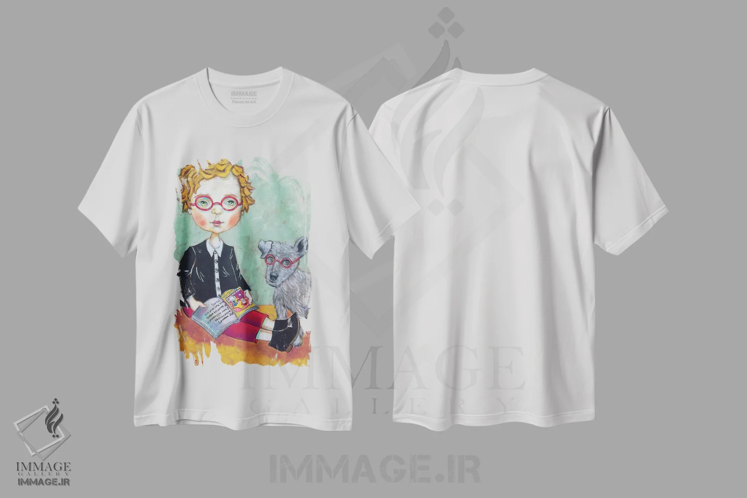 تیشرت سفید طرح دار پسری که عاشق مطالعه بود، هنر فاخر معاصر اثر هالی وُجاهن | فروشگاه ایماژ