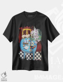 تیشرت مشکی طرح دار میز آبی، هنر فاخر معاصر اثر هالی وُجاهن | فروشگاه ایماژ