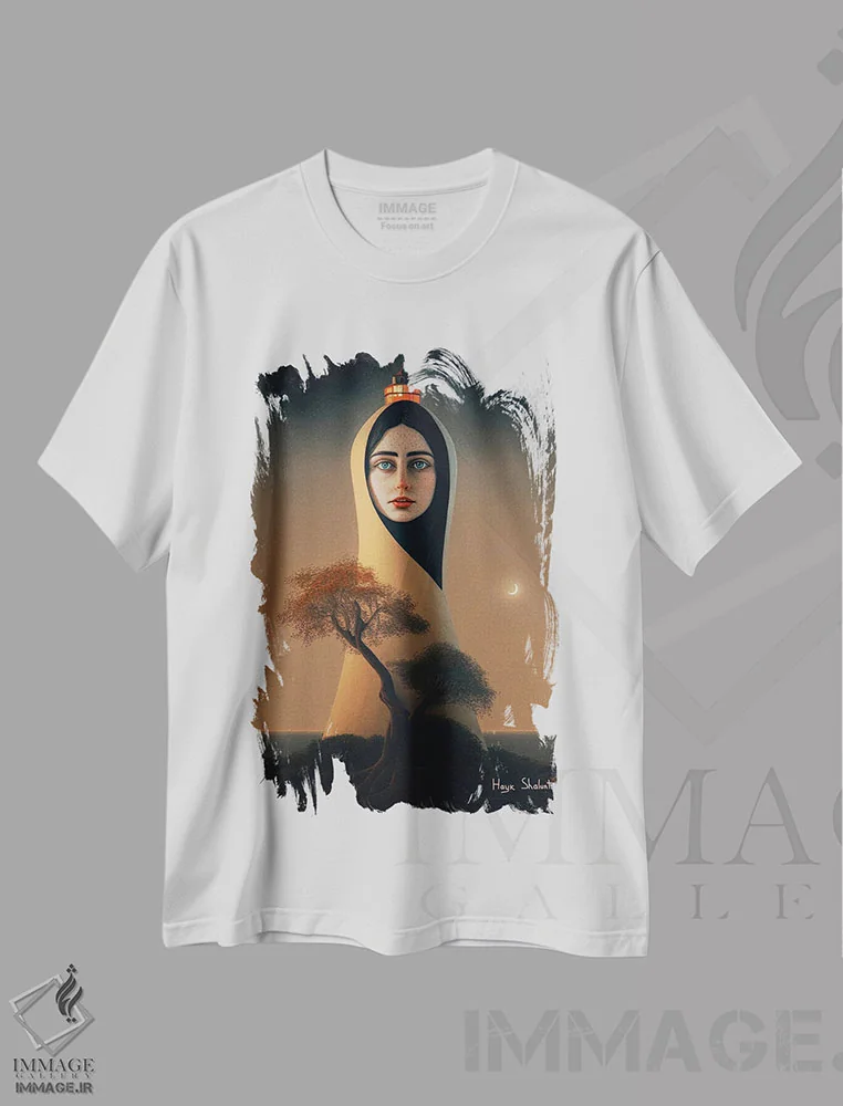تیشرت سفید طرح دار احساس گمشدگی دارم، هنر فاخر معاصر اثر هایک شالانتس | immage.ir