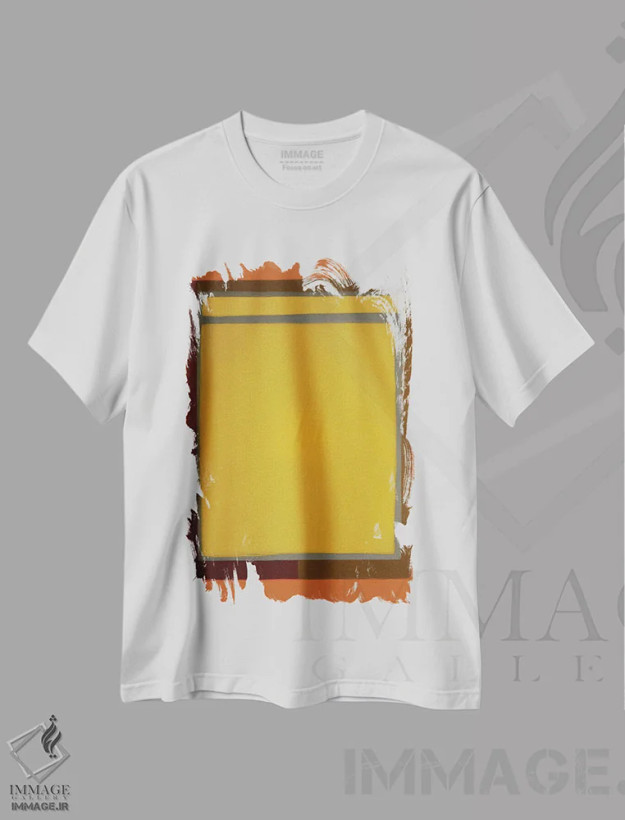 تیشرت سفید طرح دار مزارع رنگ V اثر هایک شالانتس | فروشگاه ایماژ