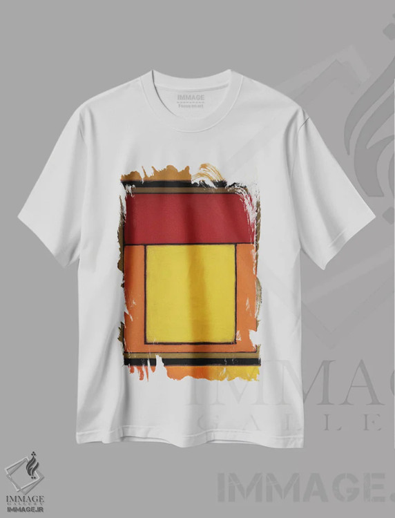 تیشرت سفید طرح دار مزارع رنگ VI، آبستره اثر هایک شالانتس | فروشگاه ایماژ