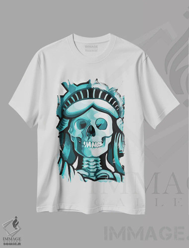 تیشرت سفید طرح دار چهره آزادی مرده اثر هایبرید لایف آرت | فروشگاه ایماژ