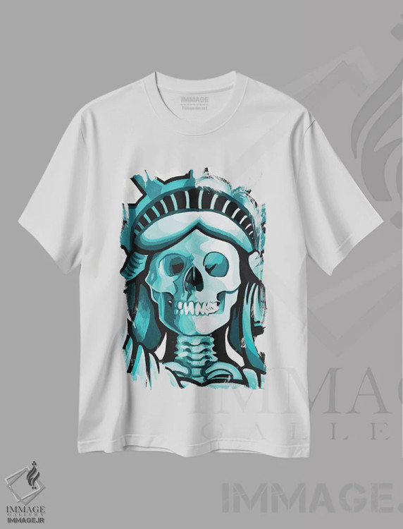 تیشرت سفید طرح دار چهره آزادی مرده اثر هایبرید لایف آرت | فروشگاه ایماژ