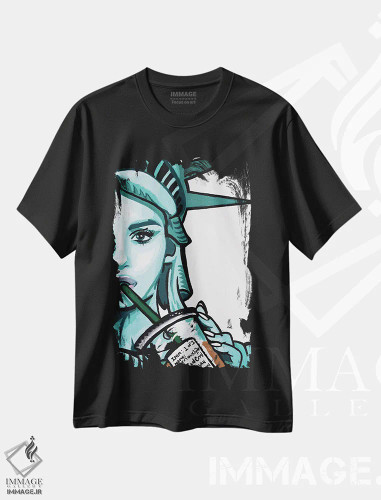 تیشرت مشکی طرح دار آزاد برای سادگی، فقط نیم رخ اثر هایبرید لایف آرت | فروشگاه ایماژ