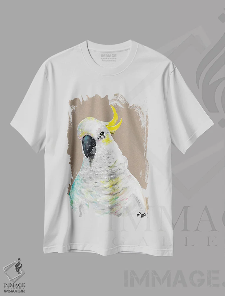 تیشرت سفید طرح دار سیسیل، هنر فاخر معاصر اثر هیلی موریس | فروشگاه ایماژ