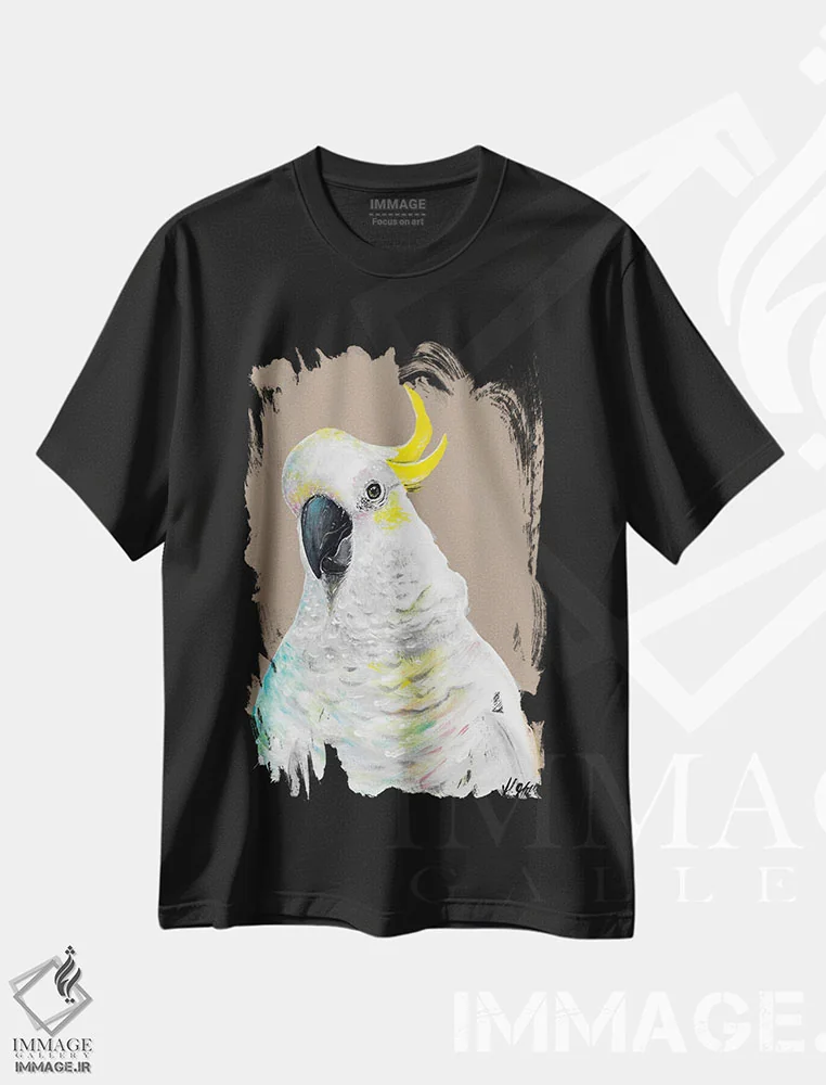 تیشرت مشکی طرح دار سیسیل، هنر فاخر معاصر اثر هیلی موریس | immage.ir